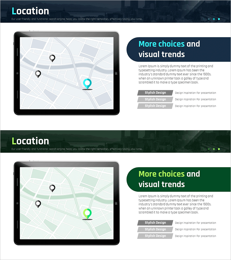 회사 요약 소개와 약도 슬라이드 – 기업 위치 및 청사진