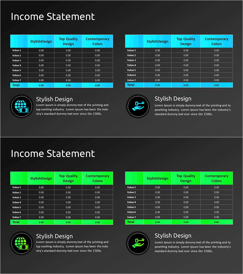 IR 손익계산서를 활용한 재무 성과 시각화 – 전문적이고 세련된 디자인