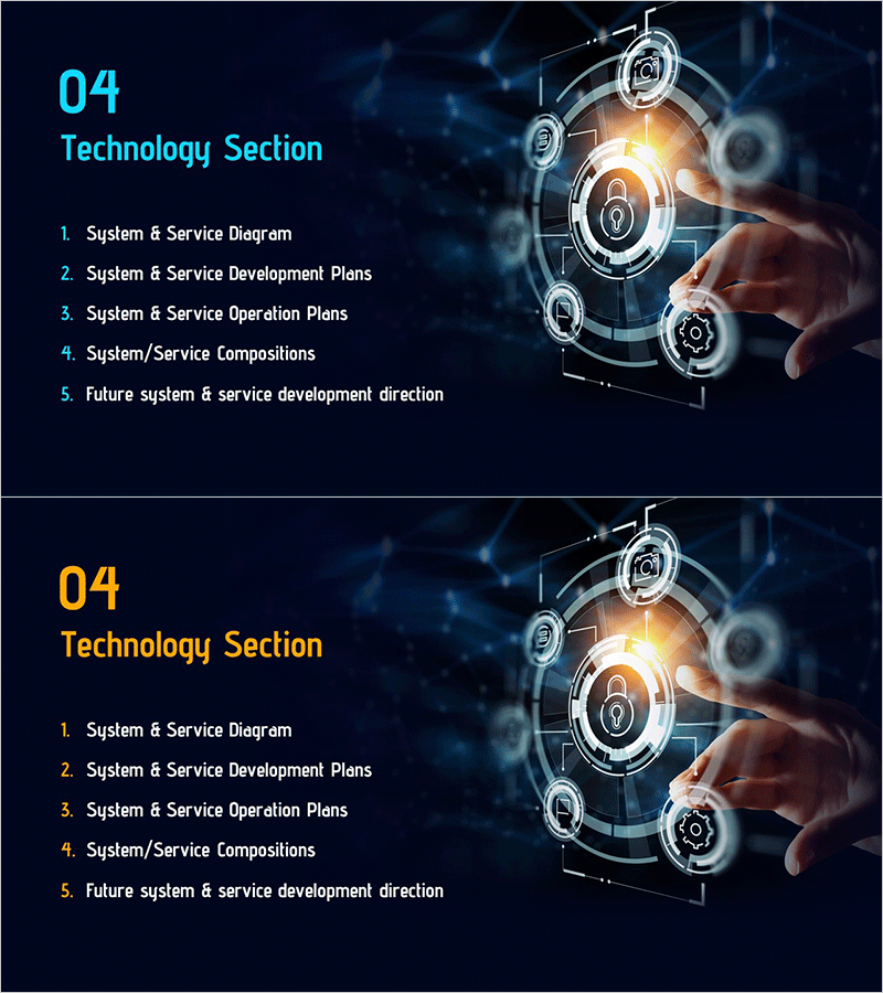 미래 기술 사회 제안서 간지 슬라이드 – 혁신과 발전