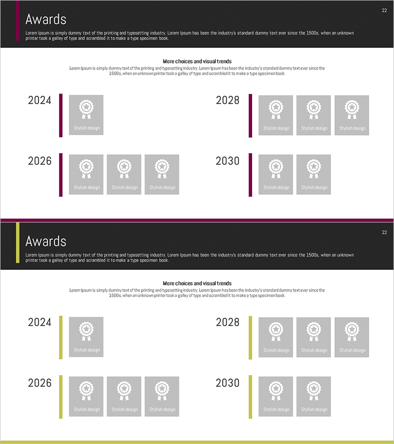 연도별 수상내역 소개 – 성취와 영감