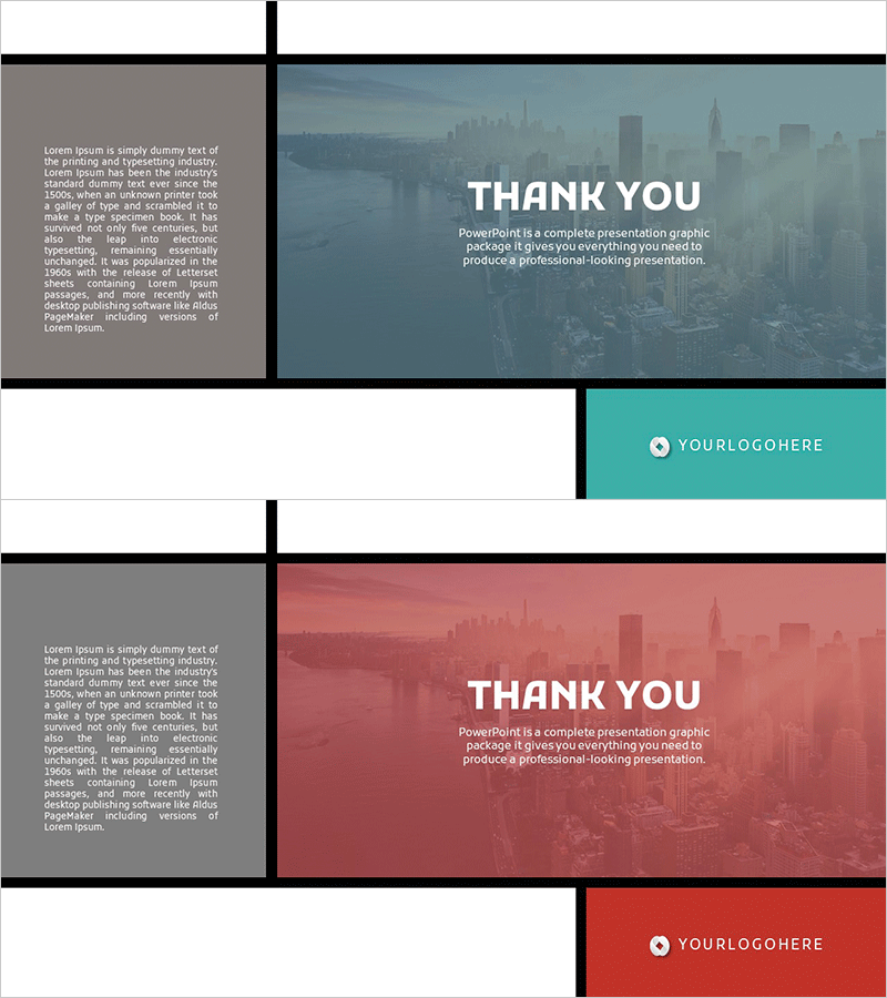 몬드리안 패턴 테마 사업계획서 템플릿 엔딩 표지