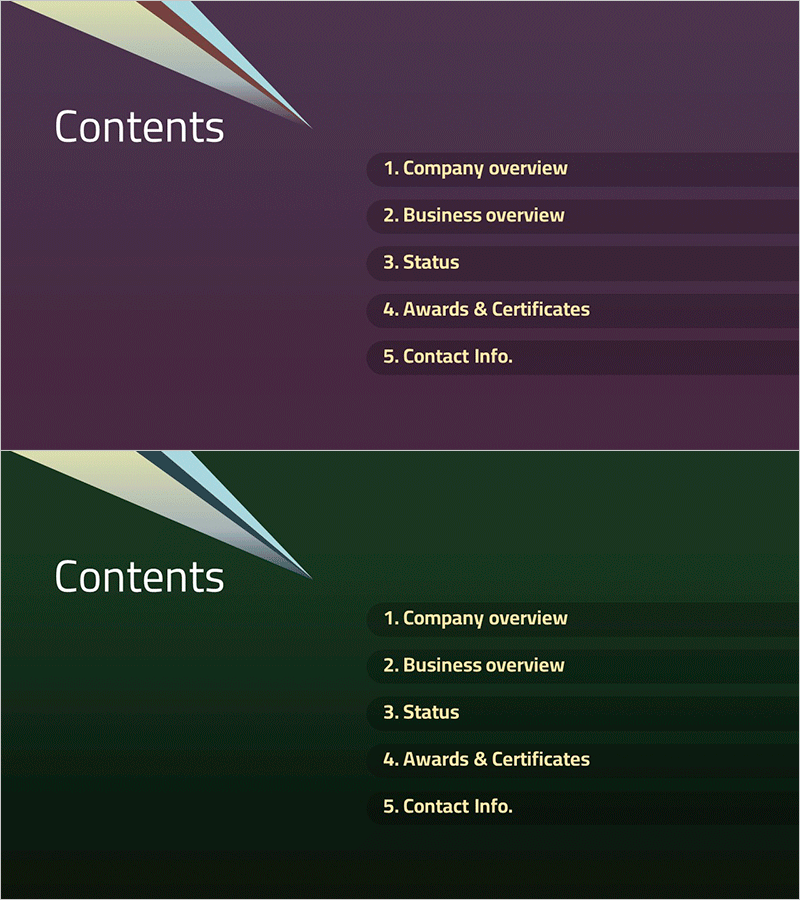 컬러 그라데이션 템플릿 목차 – 전문가와 비즈니스