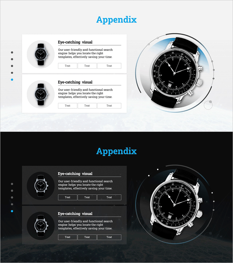 다이어그램으로 시계 종류를 소개하는 슬라이드