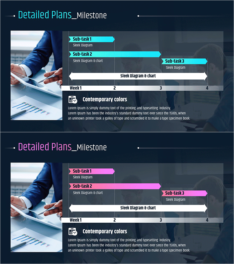 프로젝트 개발 마일스톤 다이어그램 슬라이드
