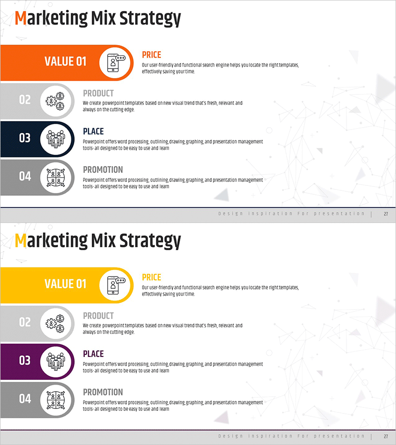 마케팅 믹스 4P 다이어그램 – 사업 전략 수립