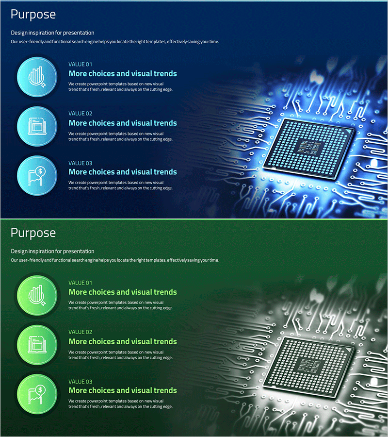 혁신적인 기술 사업 목표 슬라이드 템플릿