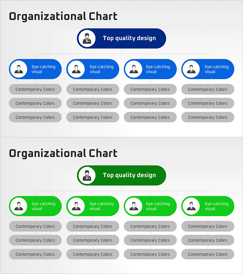 기업 프로필 조직도 다이어그램 – 현대적이고 정돈된 비주얼