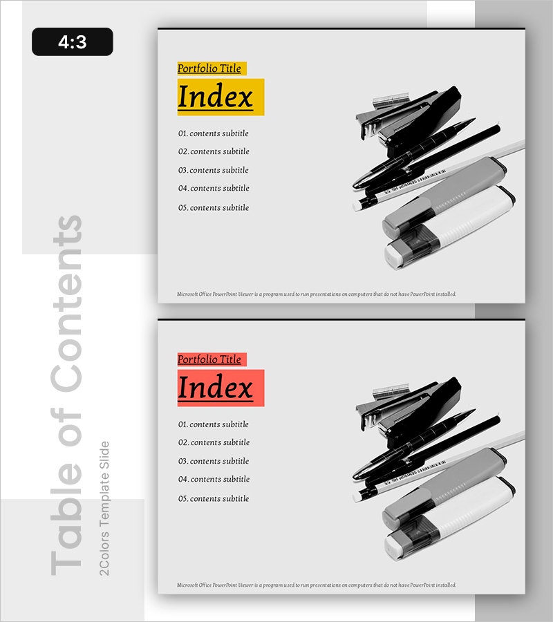 Table of Contents on the Background of Writing Instruments