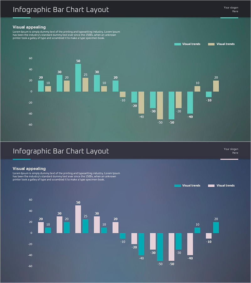 아이디어 프레젠테이션 와이드 템플릿으로 매출 현황 시각화 – 성공과 도전