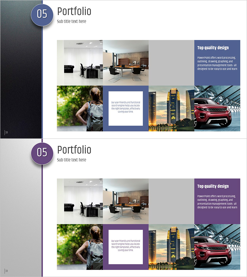 다섯가지 컬러 와이드 템플릿 – 포트폴리오 소개