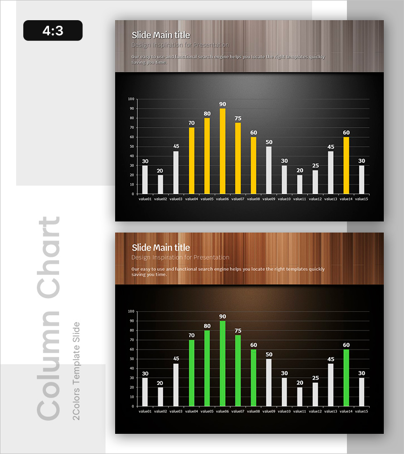 막대그래프로 성과를 강조한 슬라이드 템플릿