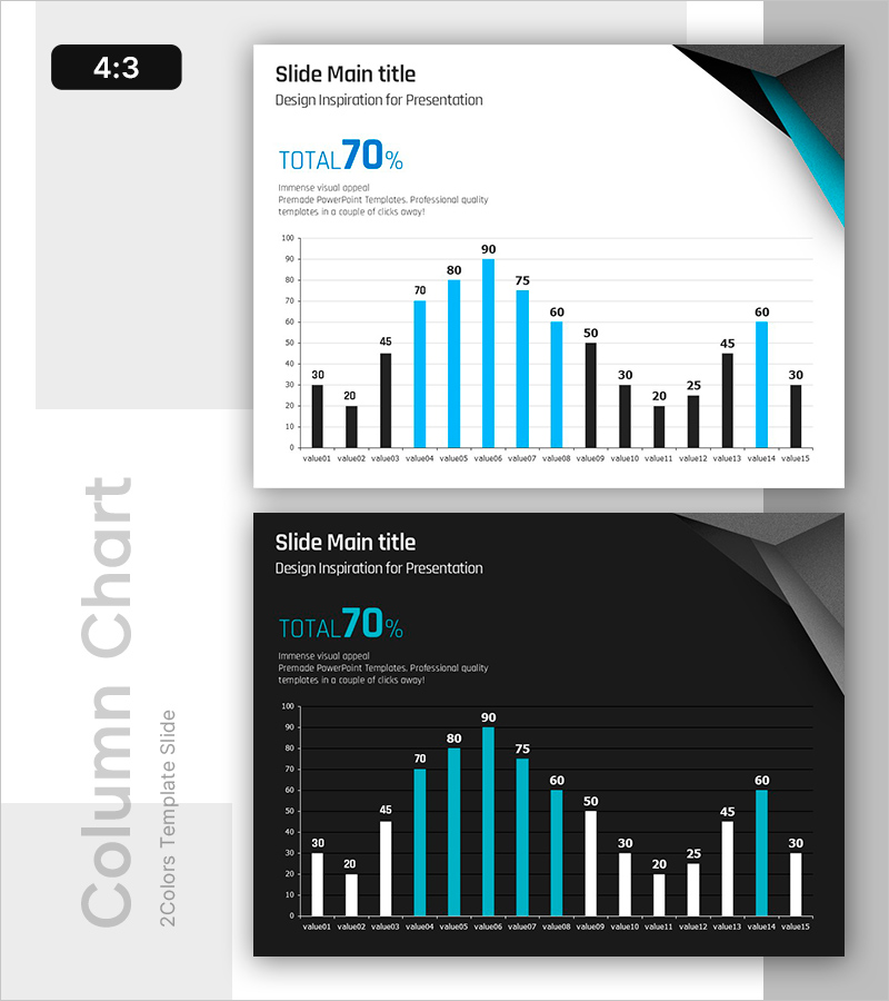 블루 칼럼 차트 – 매출 성과 시각화
