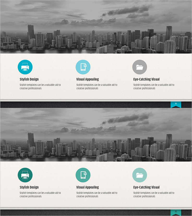 모던 비즈니스 아이콘 및 텍스트 슬라이드 – 제품 및 서비스 소개