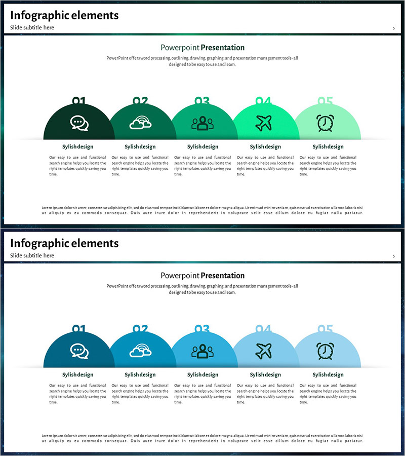 클러스터 중첩 다이어그램으로 제품 특성 시각화 – 블루와 그린 조화