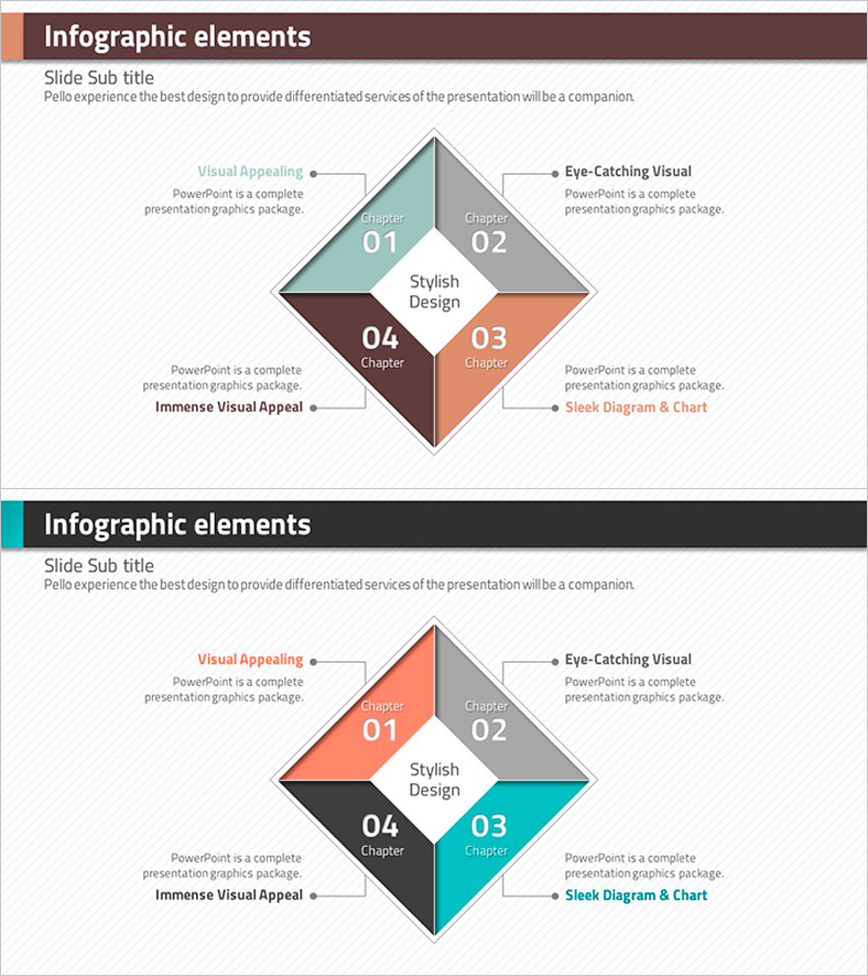 마름모 인포그래픽 템플릿 – 사업 비전 실현