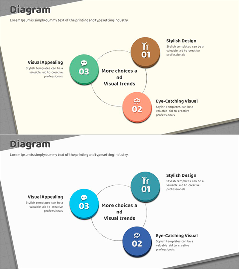 박스 와이드 템플릿 – 원형 연결 다이어그램