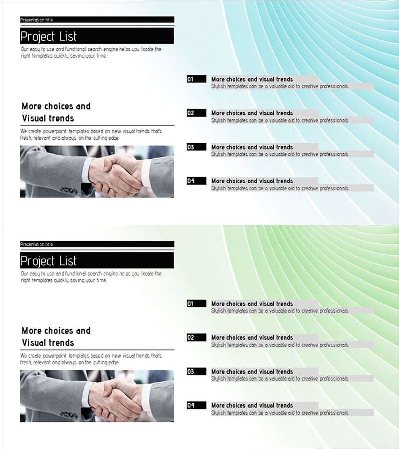 곡선 배경의 비즈니스 프로젝트 리스트