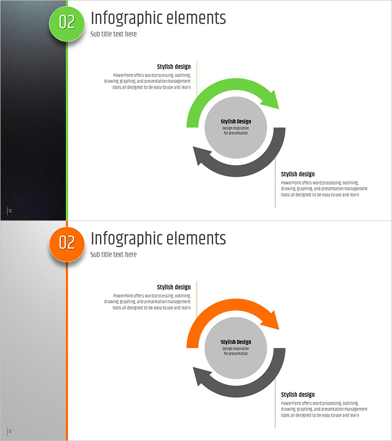다섯가지 컬러 와이드 템플릿 – 인포그래픽 요소 강조