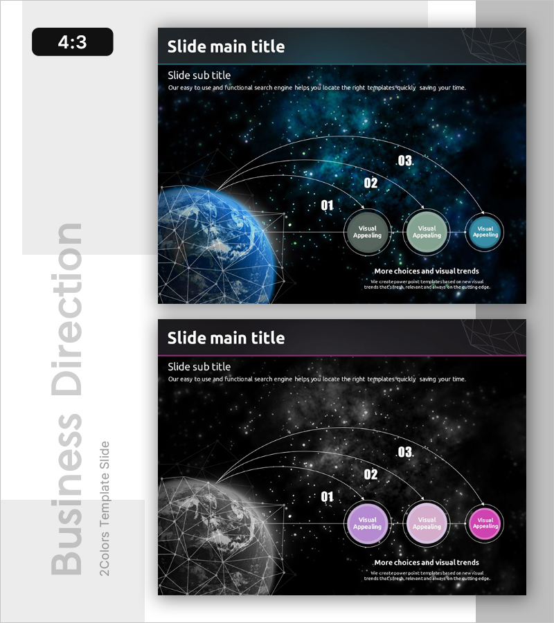 비즈니스 목표를 시각화한 글로벌 네트워크 슬라이드