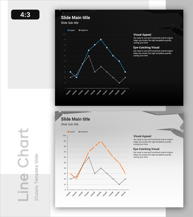 심플 라인 차트 – 블루와 오렌지의 대비