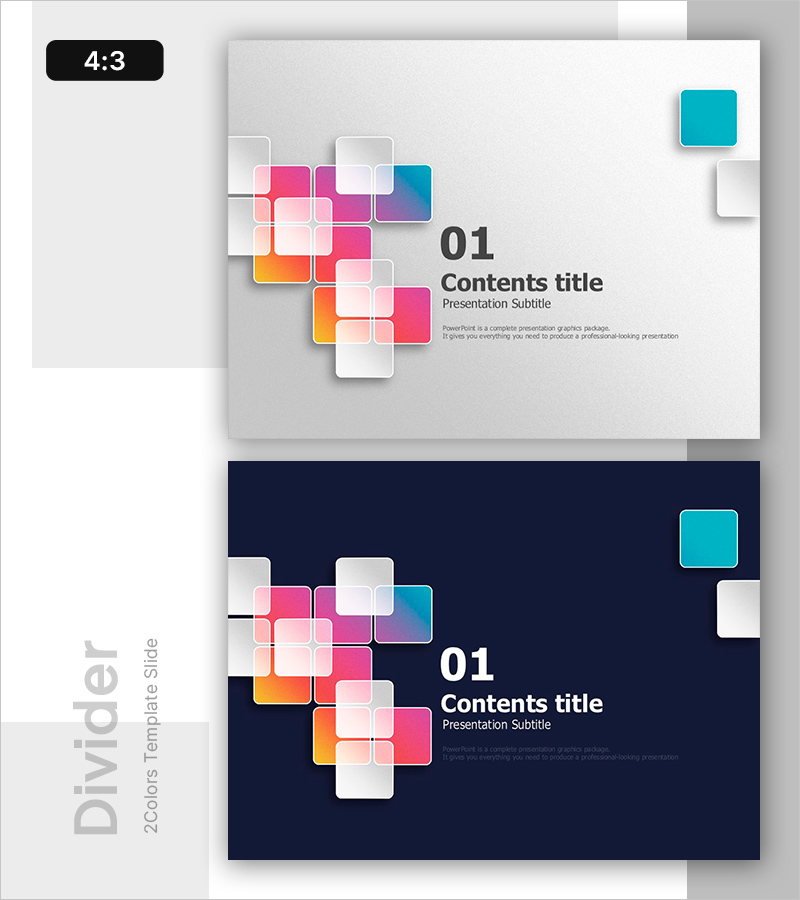 생동감 넘치는 컬러 정사각형 PPT 간지