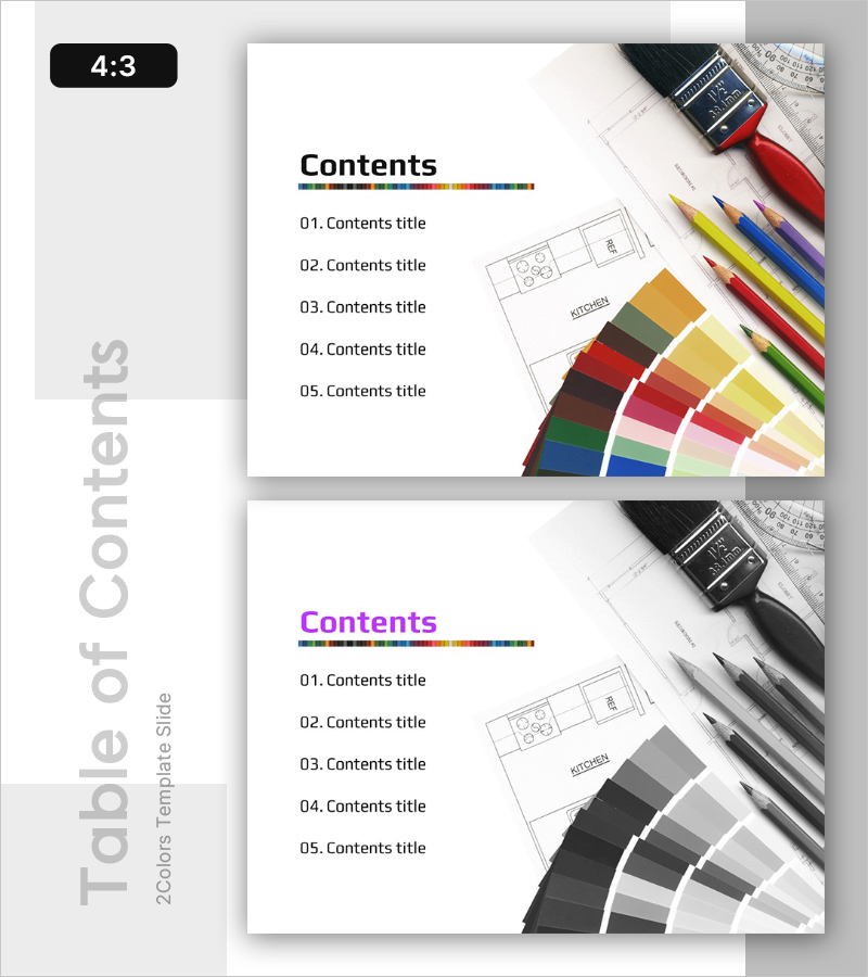 컬러 드로잉 미술 템플릿 목차 – 창의적 발상을 위한 프레젠테이션