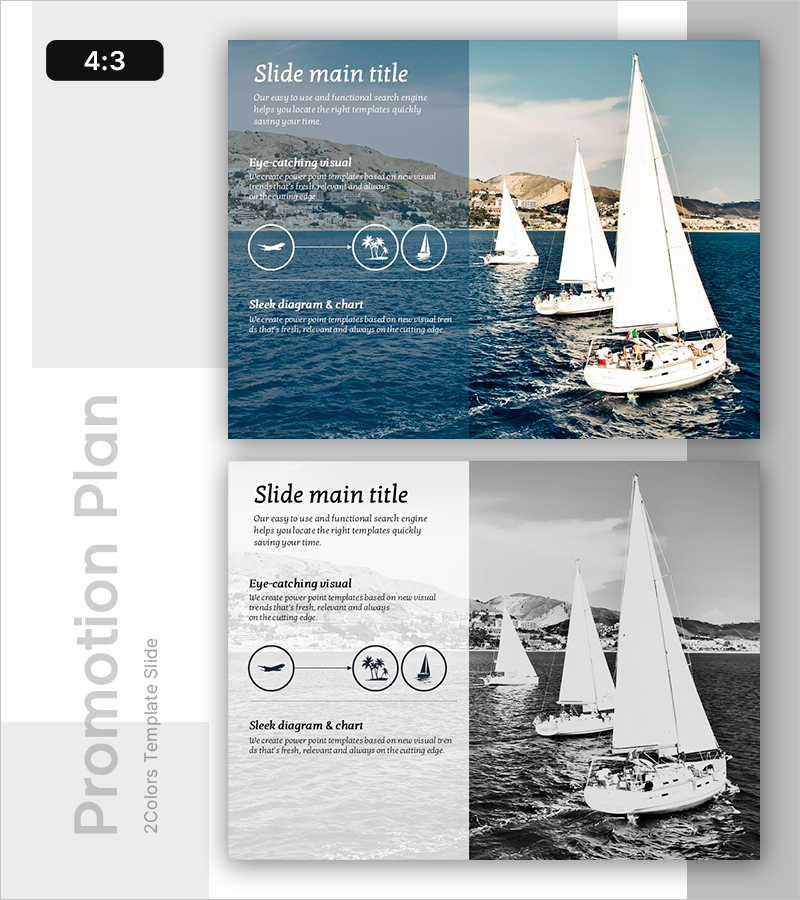 선형 다이어그램을 활용한 보트 패키지 프로모션 슬라이드