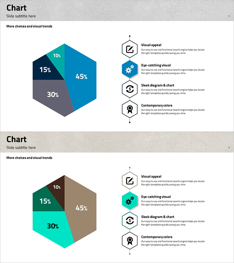육각형 파이 차트를 활용한 트라이앵글 패턴 템플릿