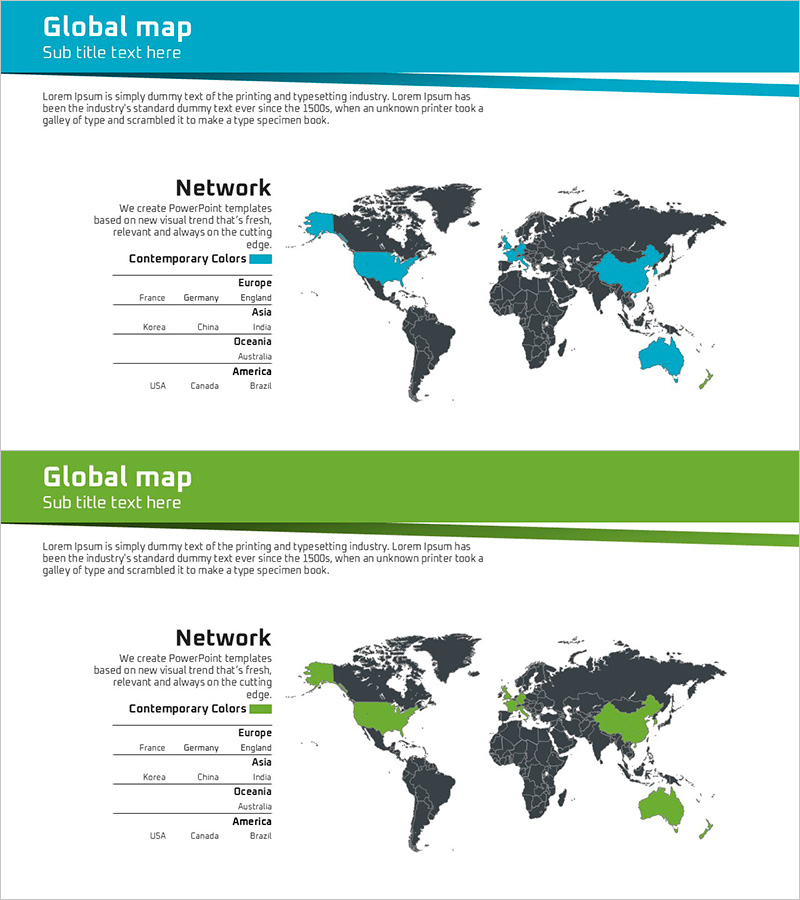 글로벌 네트워크를 위한 비즈니스 숲 와이드 맵 템플릿