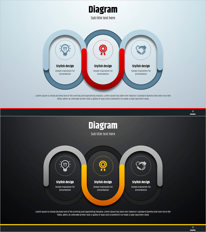연결형 다이어그램으로 사업 비전을 시각화한 PPT 템플릿