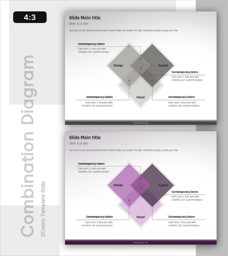 스퀘어 중첩 다이어그램 - 사업비전과 전략