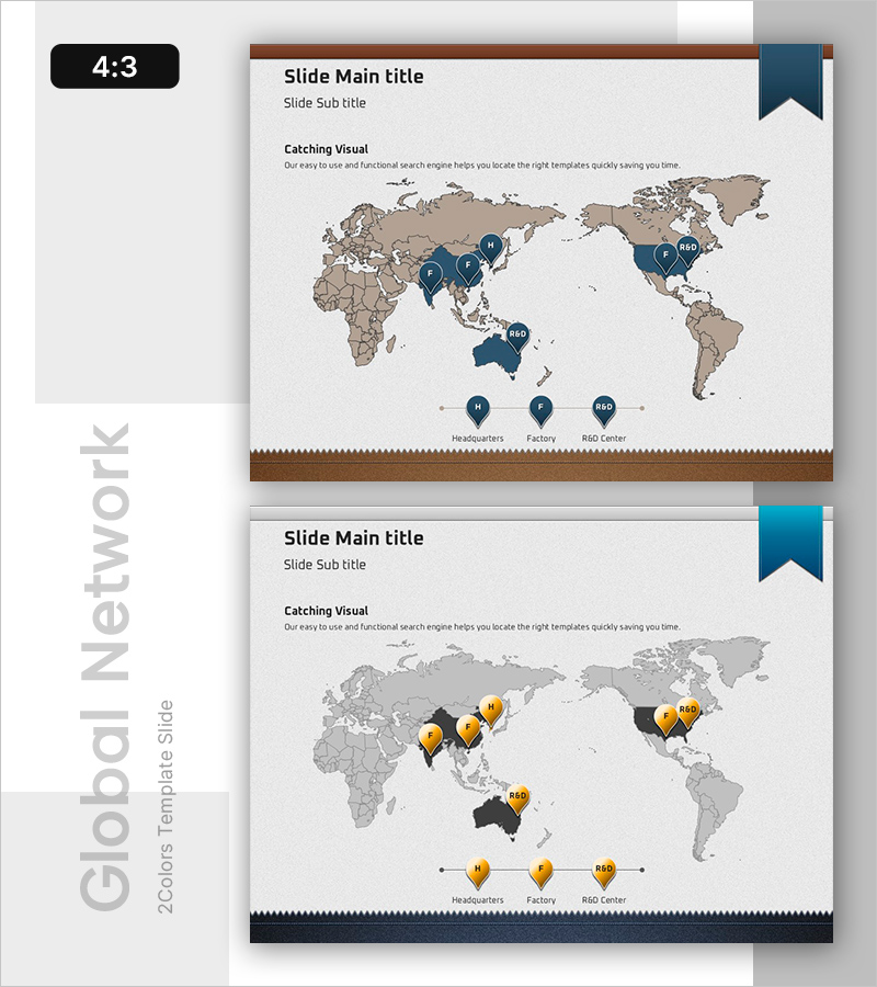 전 세계 지점을 나타내는 지도 슬라이드