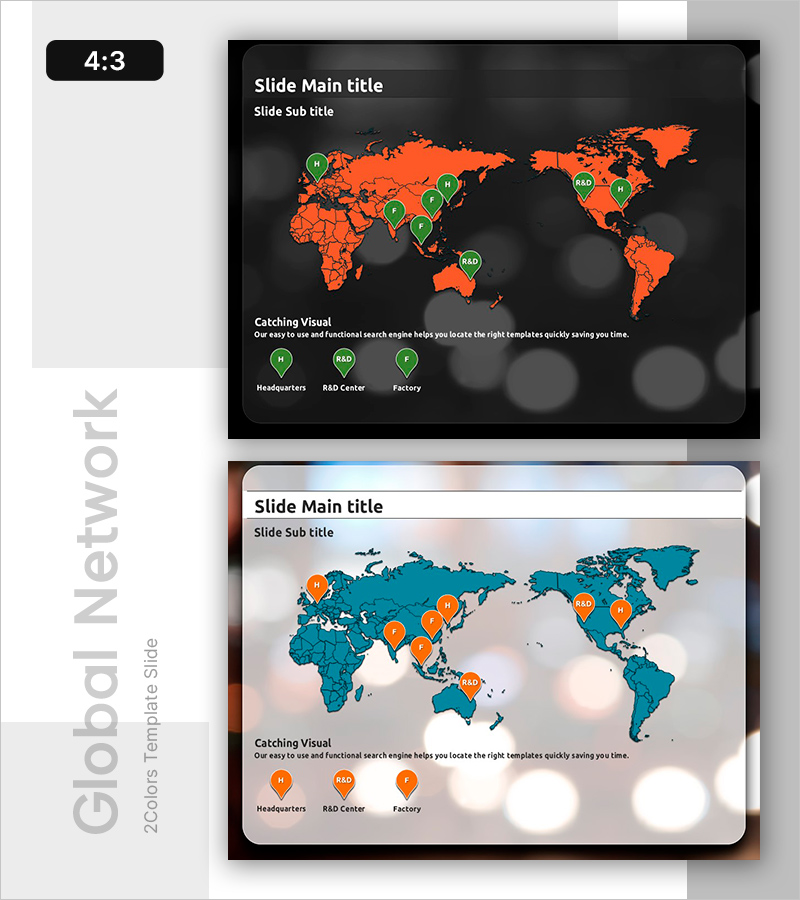 세계 위치를 시각화한 R&D 슬라이드 – 협업과 혁신