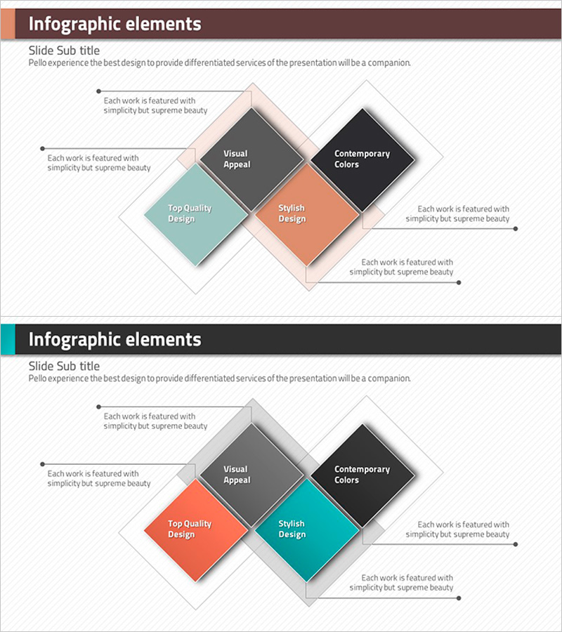 마름모 템플릿을 활용한 사업전략 인포그래픽 슬라이드
