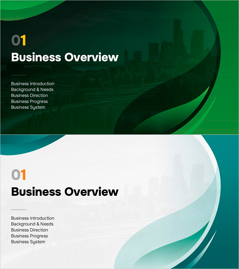 그린 비즈니스 개요 및 전략 – 지속 가능한 미래를 담은 슬라이드