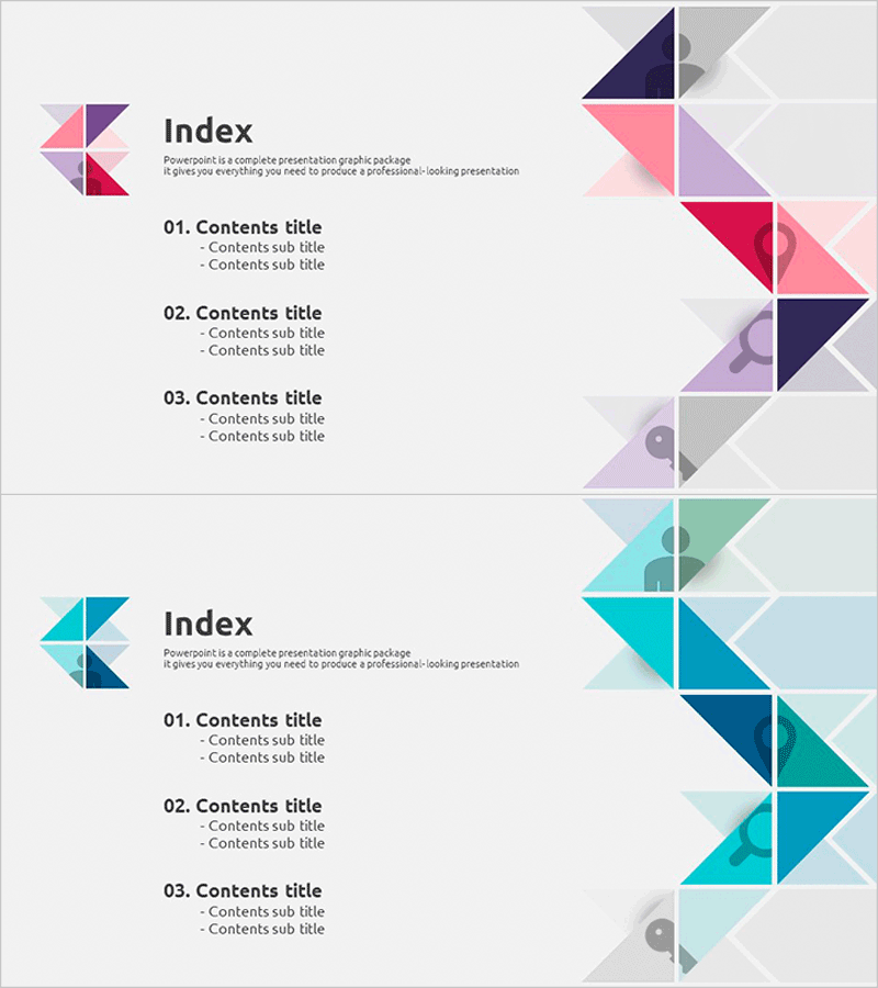 삼각형 패턴 와이드 PPT 템플릿 – 효율적인 목차 구성