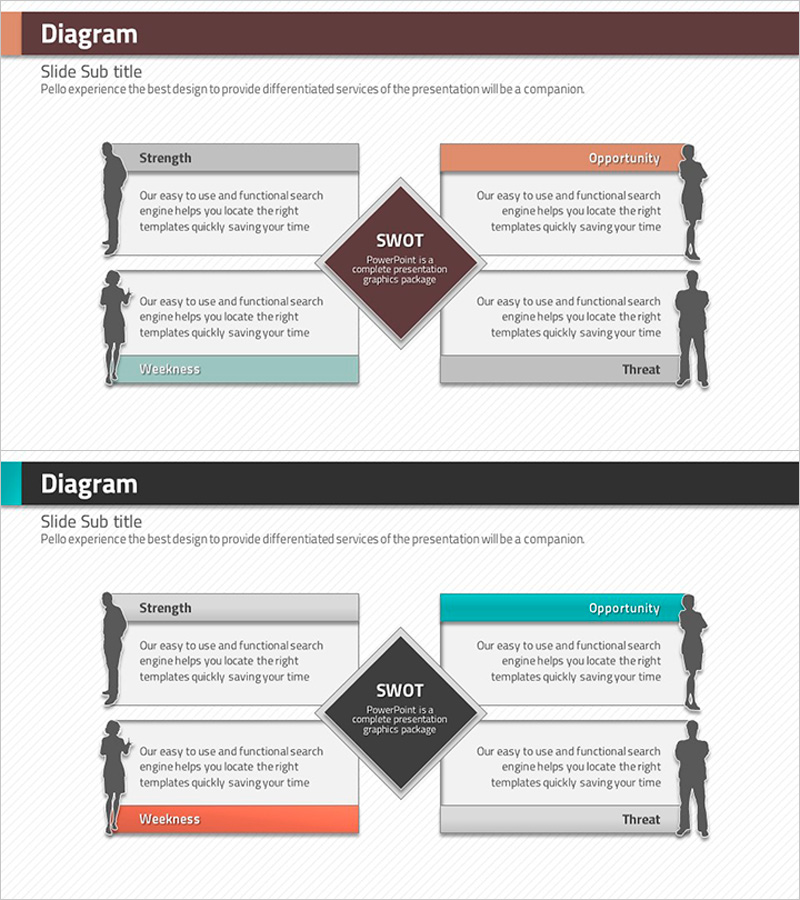 SWOT 분석을 위한 마름모 템플릿 – 기업 분석의 기초