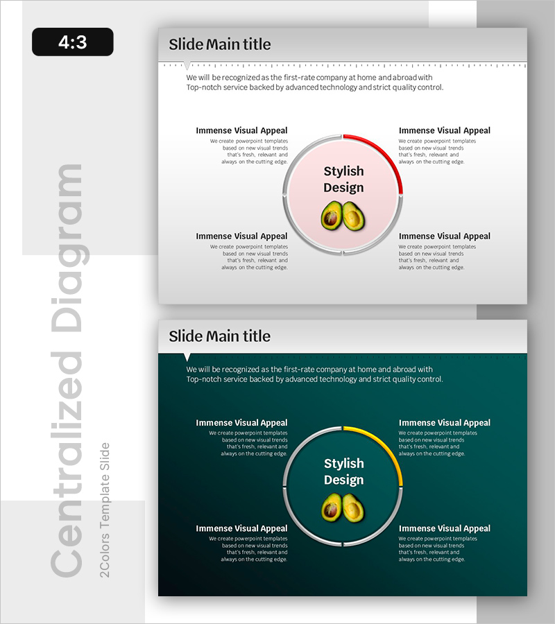 아보카도의 효능을 시각적으로 표현한 다이어그램 슬라이드