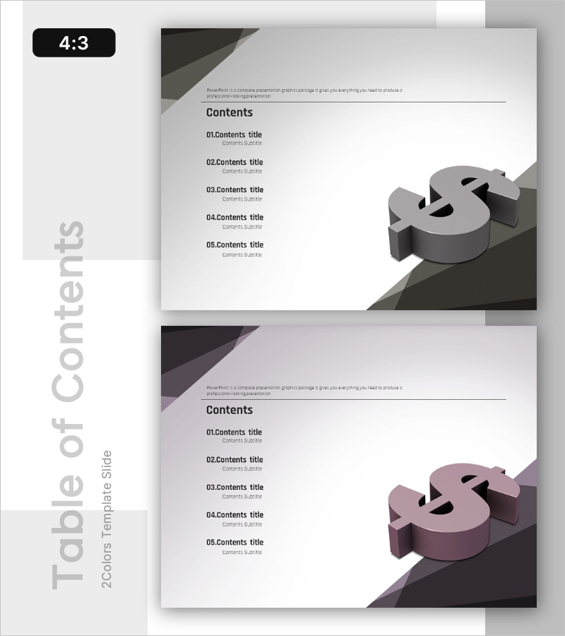 금융 비즈니스 템플릿 목차