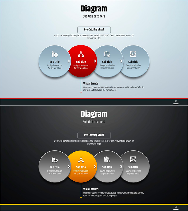 심플 원형 템플릿 다이어그램 – 운영 계획과 흐름 강조