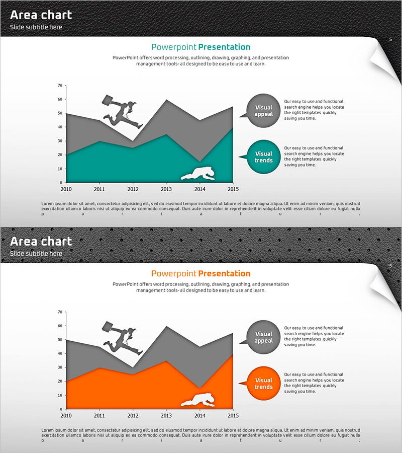 퀄리티 파워포인트 와이드 템플릿 영역차트