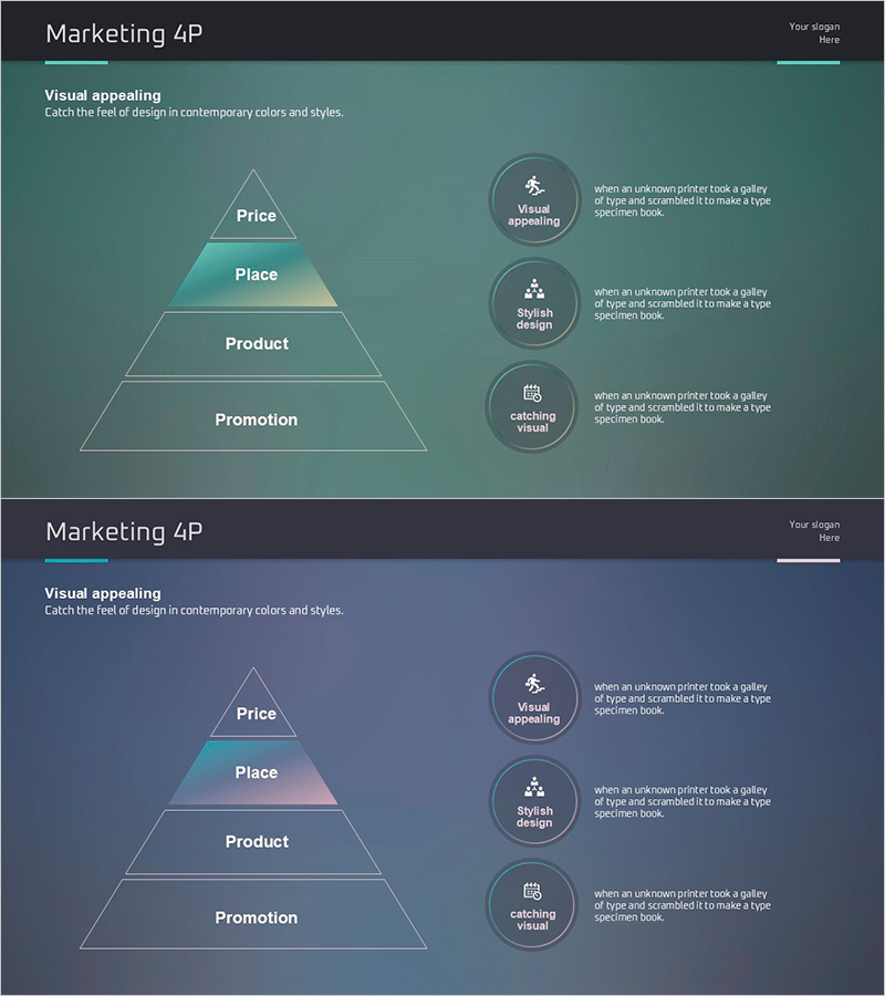 아이디어 프레젠테이션 와이드 템플릿 피라미드 다이어그램