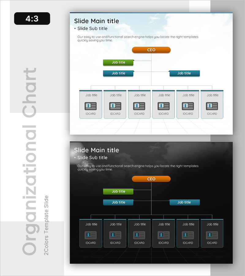 하늘배경의 조직도 카드 – 명확한 구조와 정보 전달