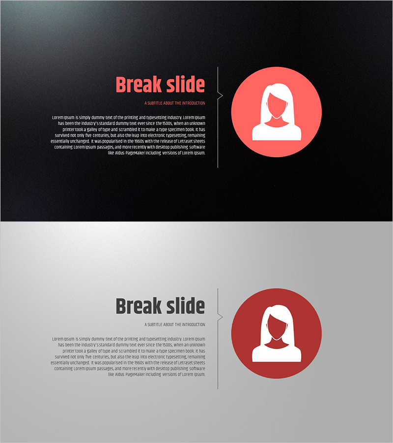 정보 전달을 위한 세련된 슬라이드 – 브레이크 슬라이드