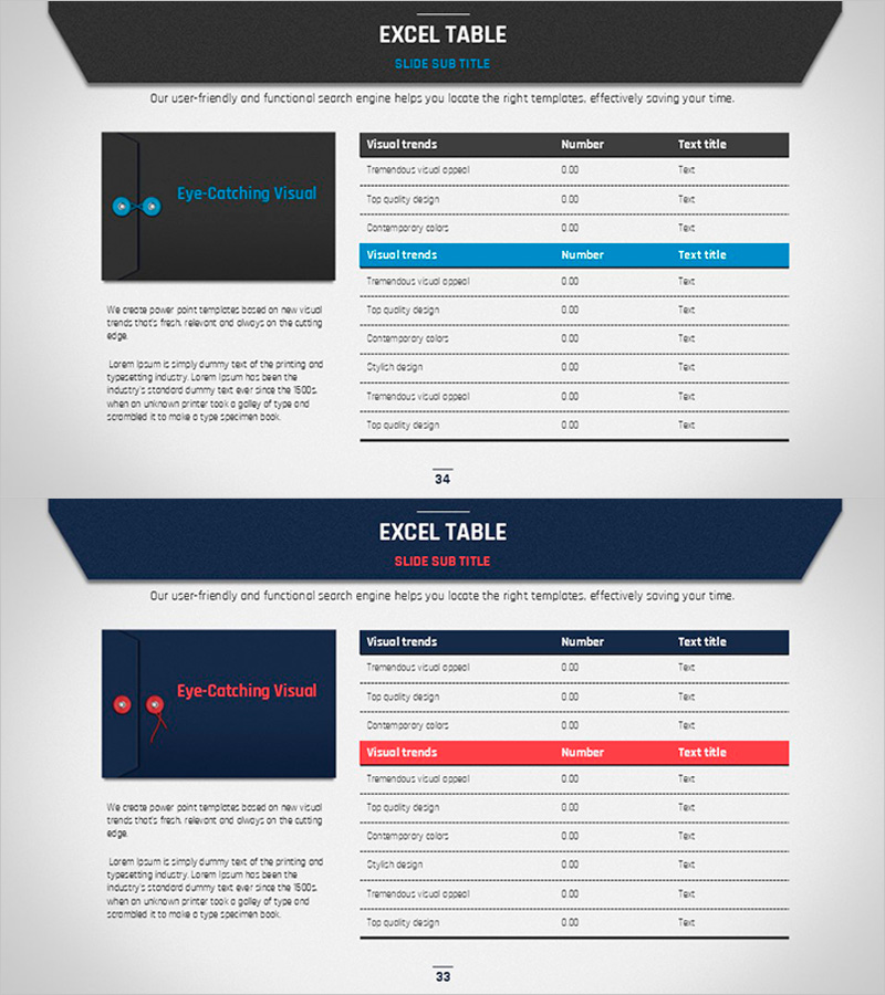 비즈니스 플랜 PPT 디자인 – 엑셀 테이블 활용