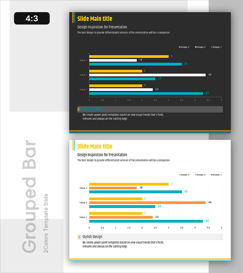데이터 비교를 위한 세로 막대그래프 슬라이드
