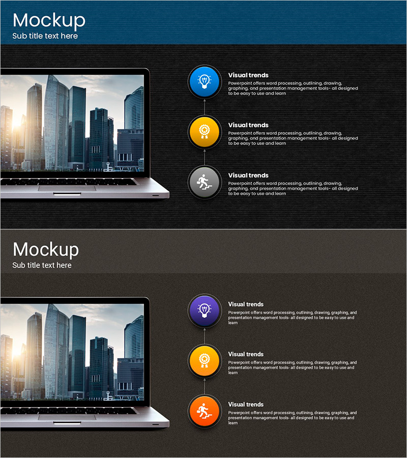 터치 와이드 슬라이드 템플릿 - 모던한 목업 디자인