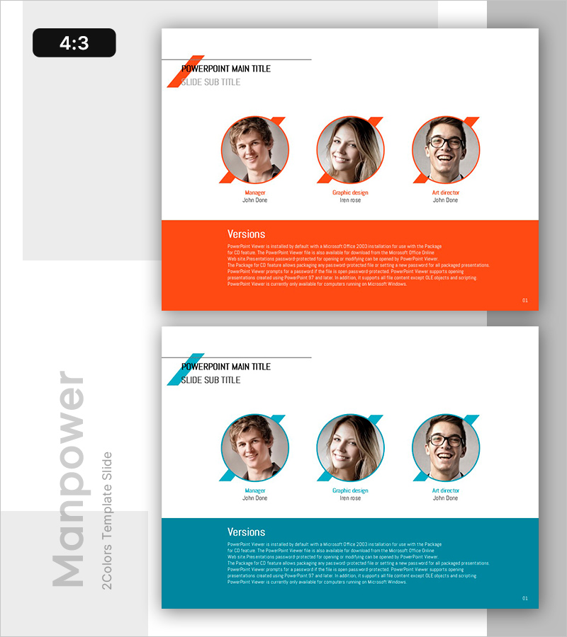맨파워 (오렌지&블루) – 기업팀 구성 소개 템플릿