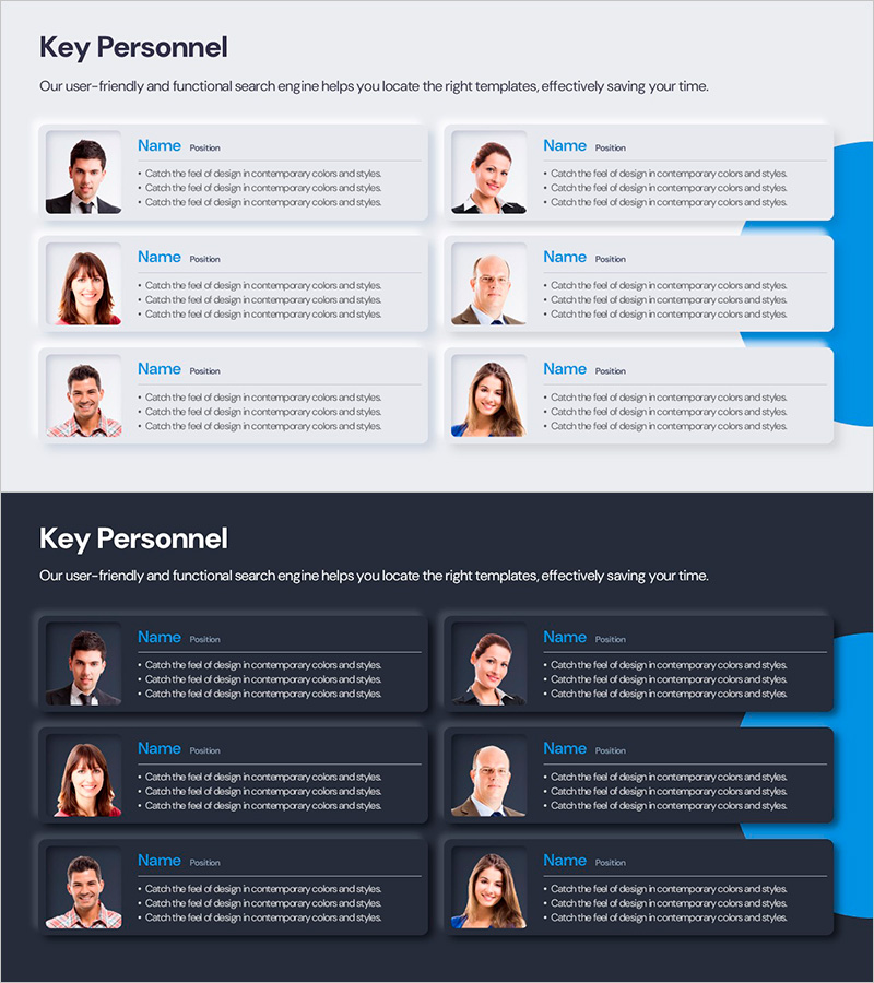 전문가 프로필을 한눈에 담은 슬라이드