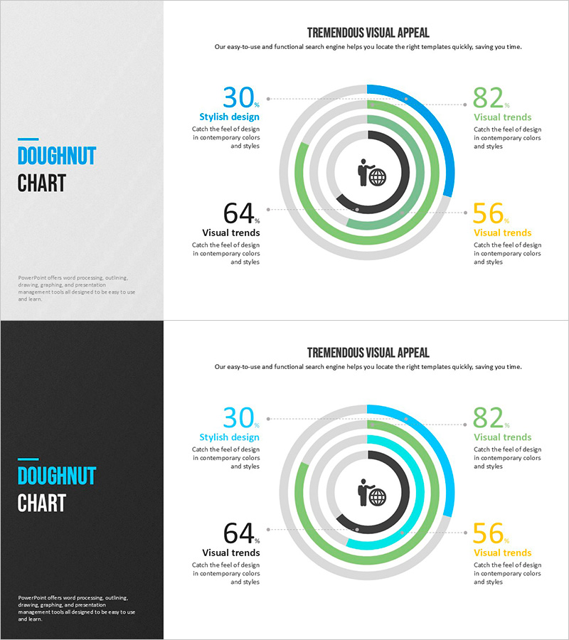 모던 블루 템플릿 도넛차트 – 시장 점유율 분석
